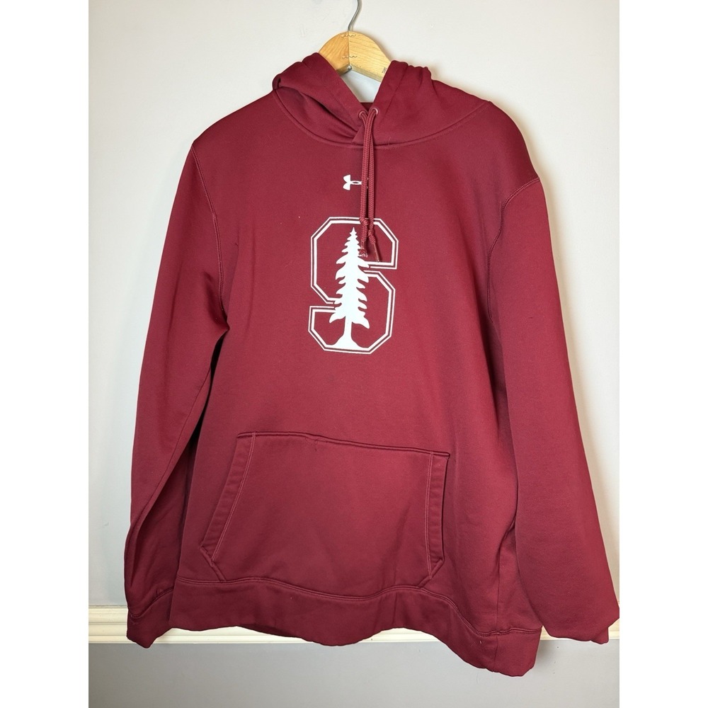 Under Armour Stanford University Cardinal Hoodie Men Large Red Pullover Coldgear